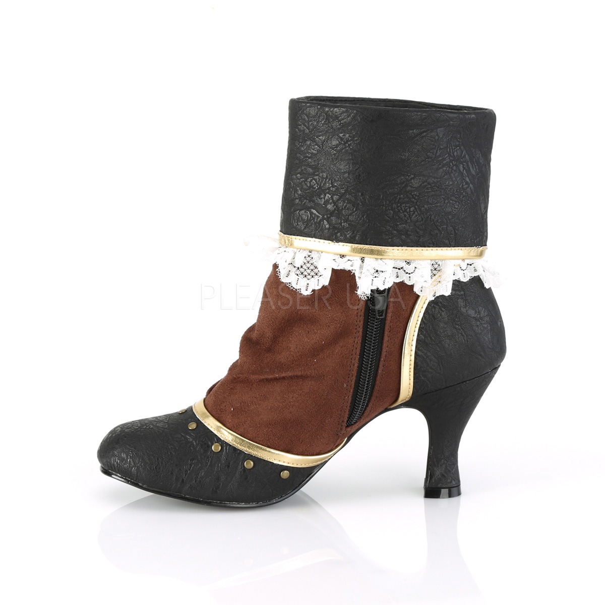 Funtasma MATEY-115 3inch Heel Round Toe Cuffed Ankle Bootie, 2/3 Side Zip������