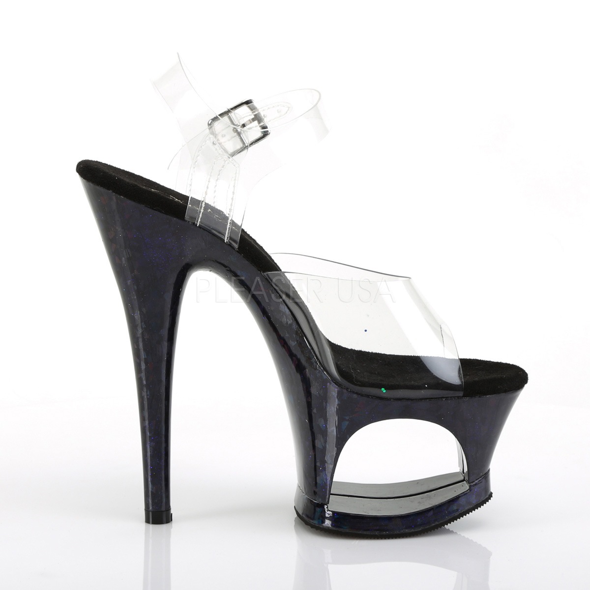 Pleaser(�ץ꡼����) MOON-708HSP ���åȥ����ȥץ�åȥե����� ���󥯥륹�ȥ�åץ������ ���ꥢ���ߥåɥʥ��ȥ֥롼�ۥ������ 7inch Heel, 2 3/4inch������