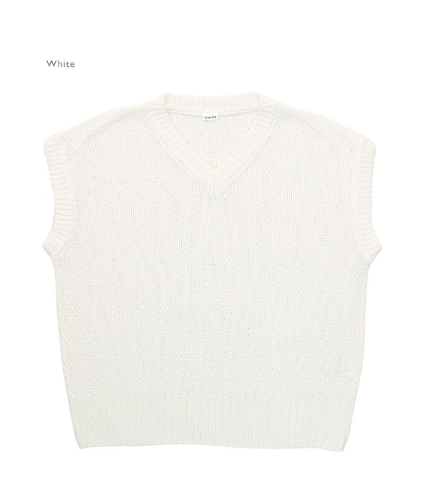 eleven 2nd | Linen Cotton Moss Stitchs V-neck Slipover