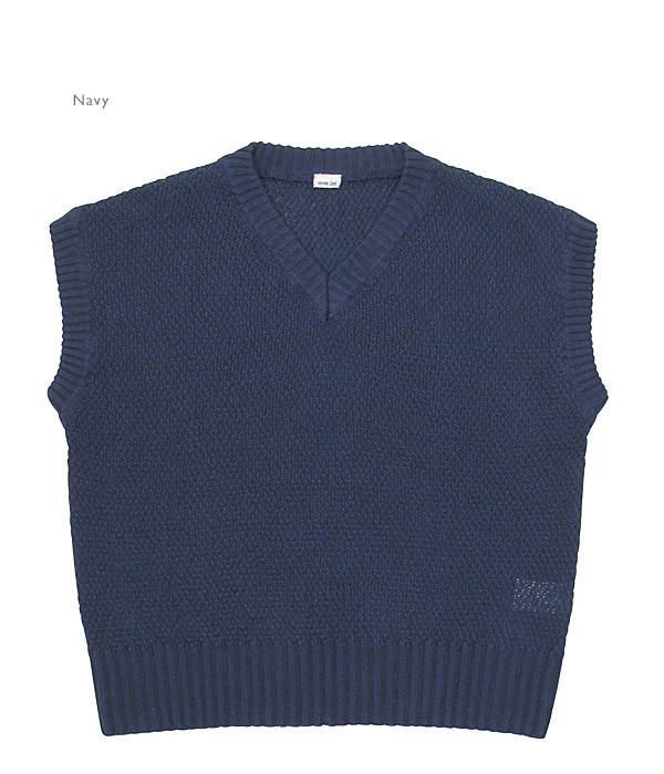 eleven 2nd | Linen Cotton Moss Stitchs V-neck Slipover
