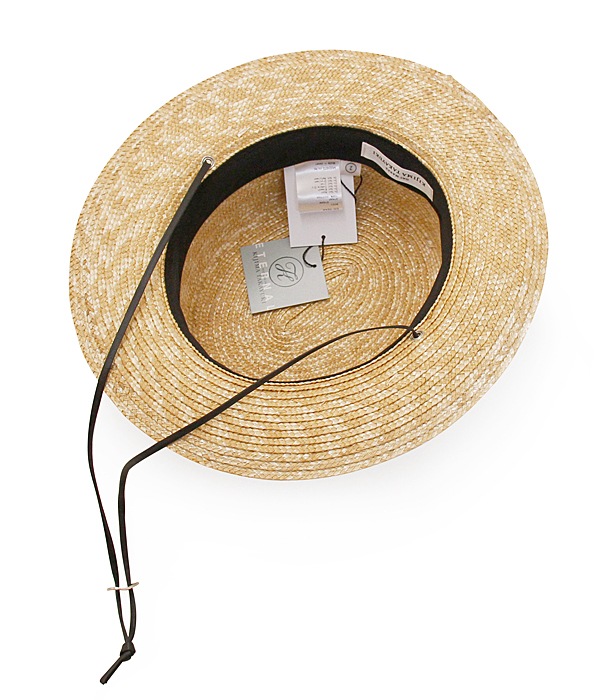 STRAW BRAID BOATER HAT 