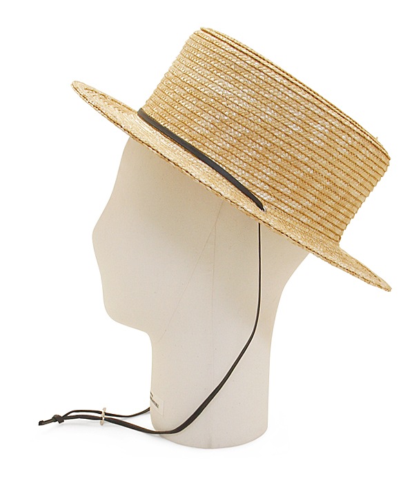 STRAW BRAID BOATER HAT 