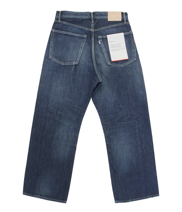 Selvage Denim Five Pocket Wide Straight Pants-DARK FADE-(UNISEX)