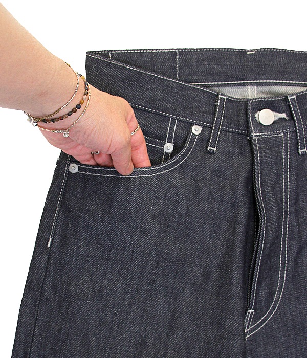 Selvage Denim Five Pocket Wide Straight Pants-RIGID