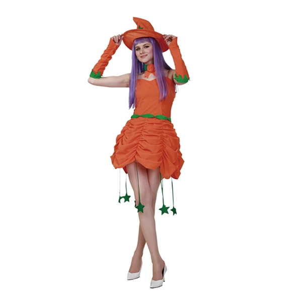パンプキンガールウィッチ｜ハロウィン 魔女 コスチューム レディース オレンジ×ブラック