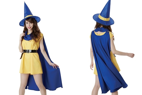 おてんば魔法使い コスチュームセット｜イエロー×ブルー 魔女衣装｜ハロウィン仮装におすすめ