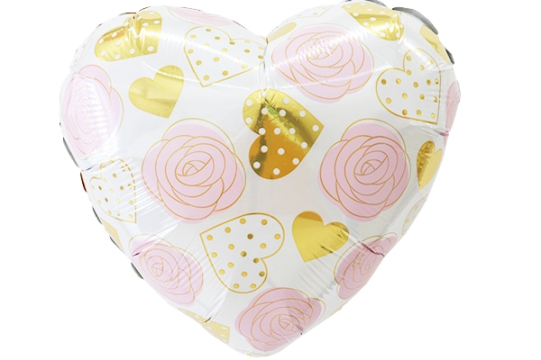 ローズ&ハートパターンハート風船（５枚）
