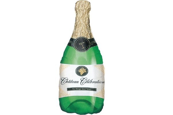 シャンパンボトル風船｜パーティー・店舗・バーの装飾に最適なフィルムバルーン【ヘリウム対応・5枚セット】