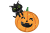 ハロウィン黒猫とかぼちゃの風船5枚