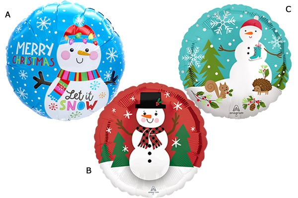 スノーマンデザイン風船（5枚）