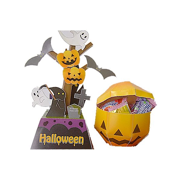ペーパークラフトハロウィンツリーとパンプキンBOX作り