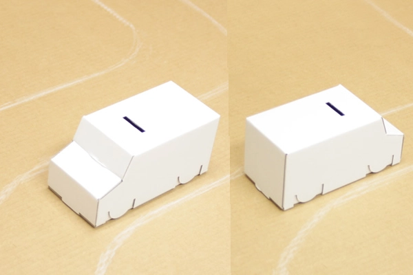 エコに楽しく貯金しよう！手作りダンボール貯金箱〈ワゴンカータイプ〉