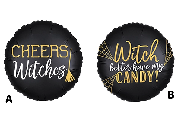 ハロウィンタイトル風船（Witchデザイン・UFO型フィルムタイプ５枚）