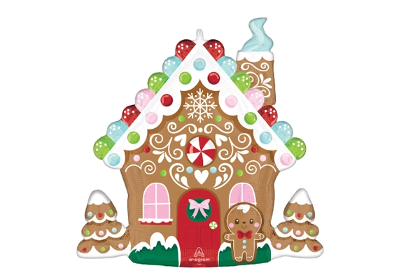 ジンジャーハウス風船（ベイキング柄クリスマス風船）5枚