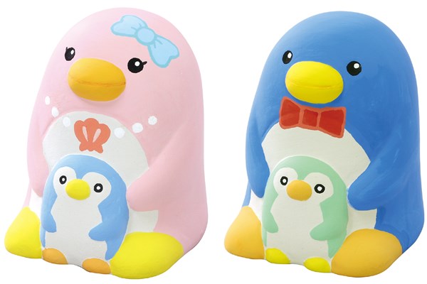 お絵描き工作の陶器の絵描きペンギン貯金箱 | イベント用品販促