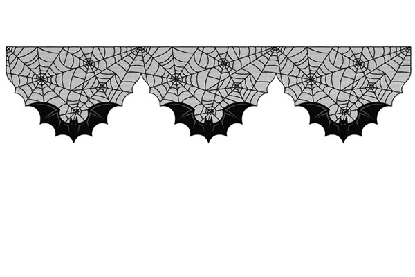 ハロウィンレースドレープ（スパイダーウェブ＆コウモリデザイン）