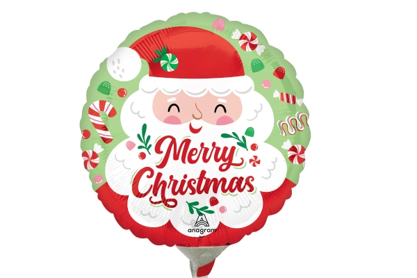 ミニサンタバルーンスティック UFO型 20cm 10枚セット（オプション：カップ＆スティック）