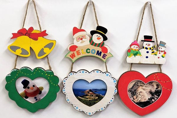 クリスマスベル写真プレート工作キット｜壁掛け木製クラフト　送料無料