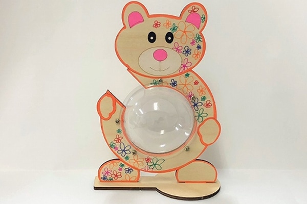 木製貯金箱カップ付き