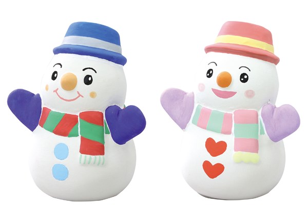 陶器の絵描きスノーマン貯金箱