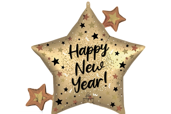 サテン ニューイヤーナチュラルスパークルスター 73 cm スター型バルーン（5枚入）
