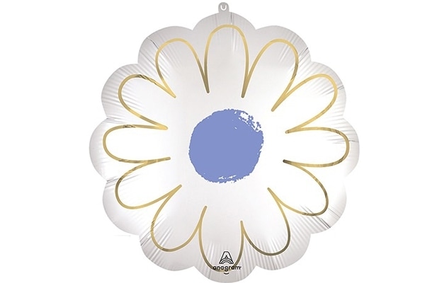 サテンパープルデイジー風船｜上から吊れる花型バルーン【5枚セット・53cm×53cm】