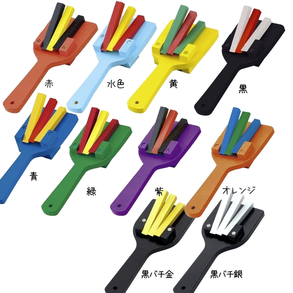 両面3連バチ付なるこ｜振るとパチパチ鳴る 組立済み木製鳴子 10色展開