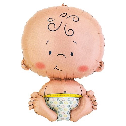 ウェルカムベイビー おむつを履いた赤ちゃんシェイプ風船 5枚入り