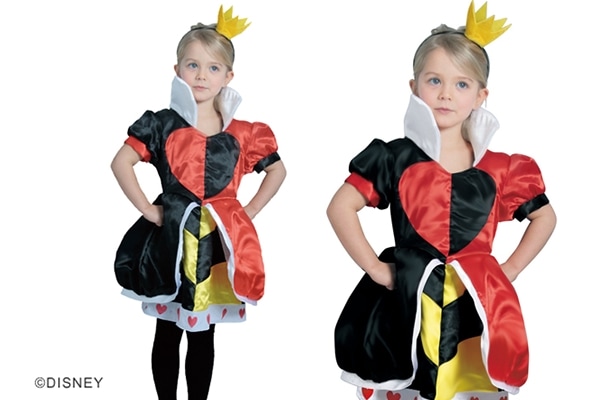 【ハートの女王 子供 コスチューム】アリス風 クィーンオブハーツ 衣装 キッズ用 仮装(ヘッドピース付き)