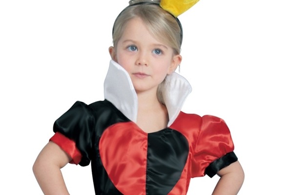 【ハートの女王 子供 コスチューム】アリス風 クィーンオブハーツ 衣装 キッズ用 仮装(ヘッドピース付き)