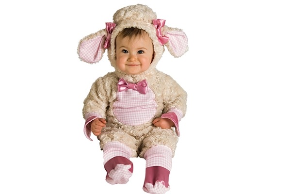 【赤ちゃんヒツジ着ぐるみ】もこもこパーマ風デザインが可愛い｜滑り止め付き＆オムツ替え簡単な羊コスチューム