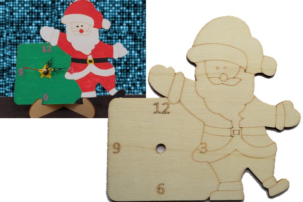 クリスマス工作キット｜サンタの木製お絵かき時計（送料無料）