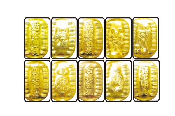 金ぴか小判 水に浮くキラキラ縁日すくいおもちゃ｜5種10柄アソート｜48mmカプセル対応｜100個セット