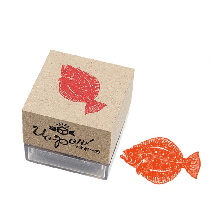釣魚スタンプ UO-PON! ヒラメ（朱）