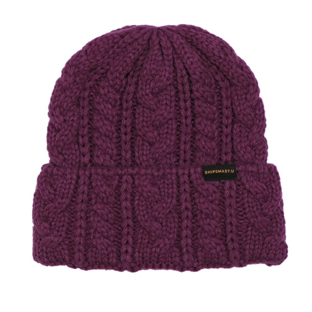 ケーブルニットキャップ【パープル】