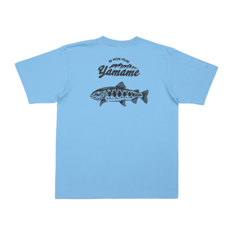 青色の魚イラストTシャツ 型染めLサイズお魚Tシャツ (男女兼用) ～マグロ&カサゴ～ 紺色 T