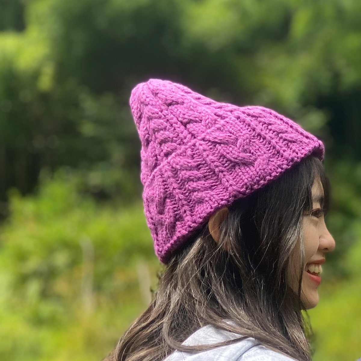 ケーブルニットキャップ【パープル】