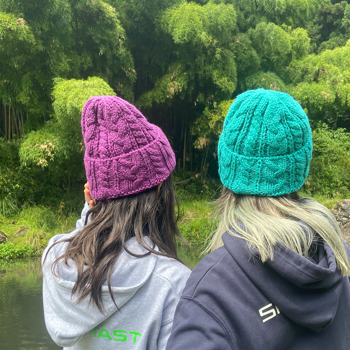 ケーブルニットキャップ【パープル】