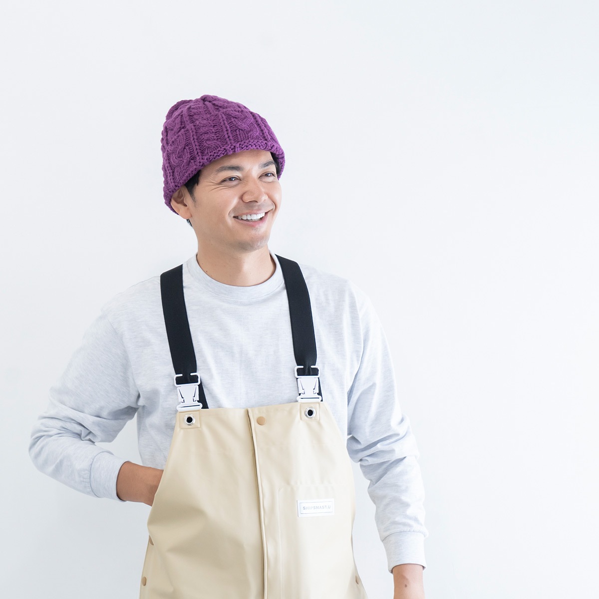 ケーブルニットキャップ【パープル】