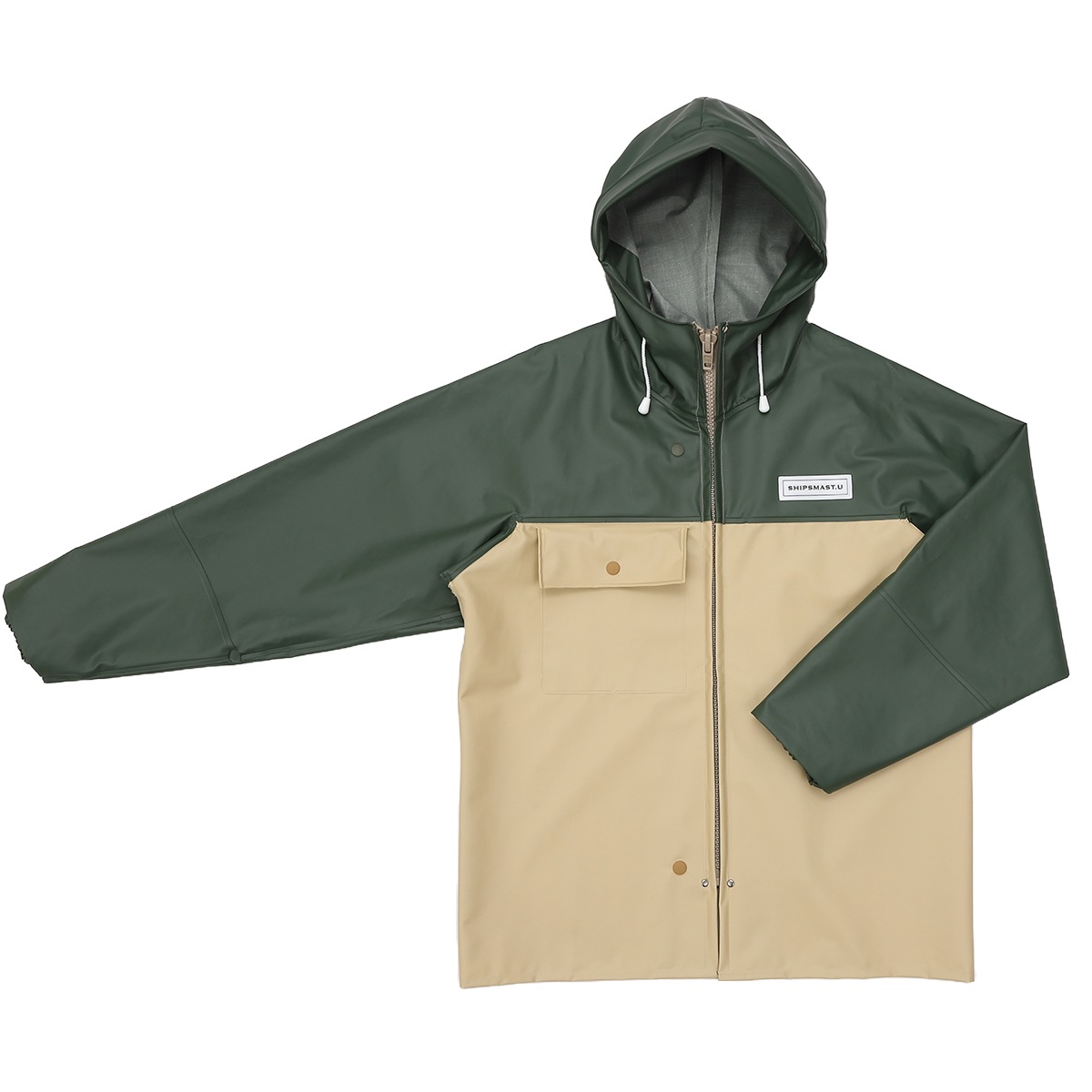 PVCジャケット【カーキ×ベージュ】