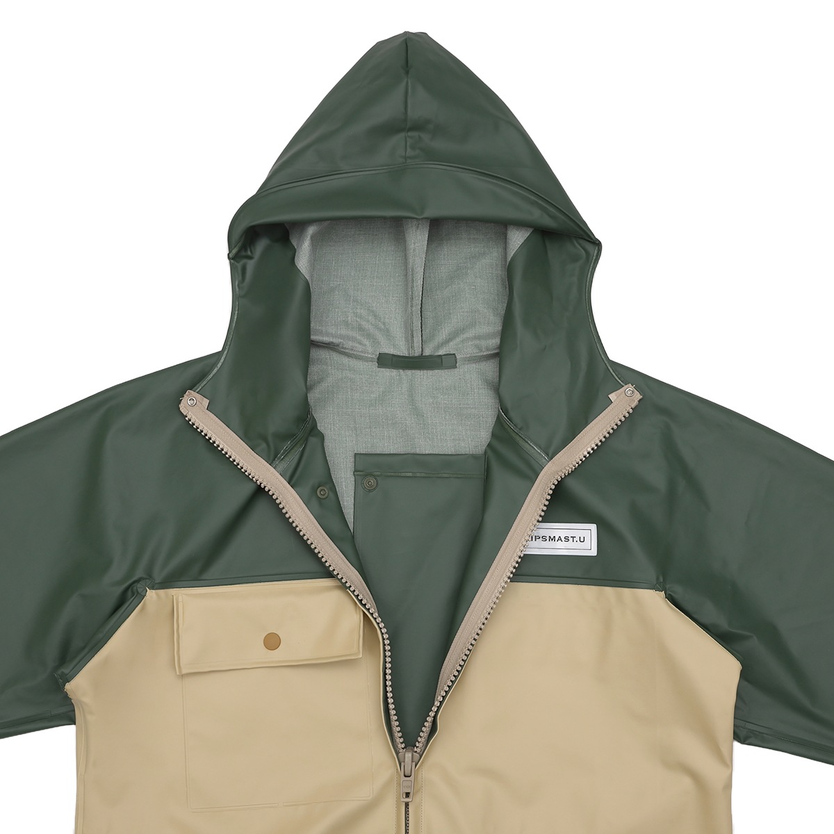 PVCジャケット【カーキ×ベージュ】