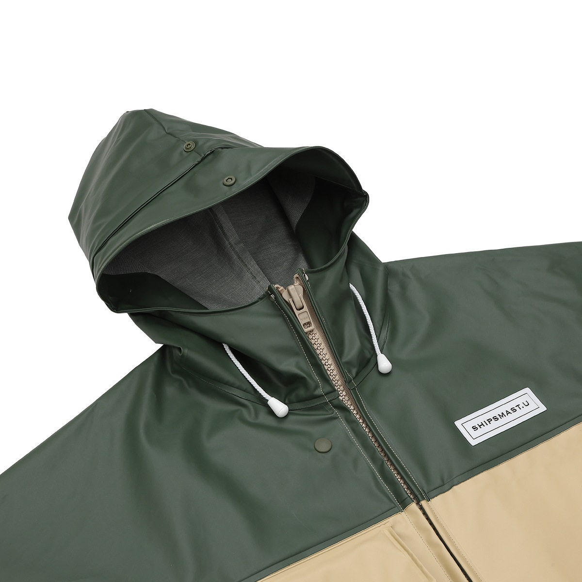 PVCジャケット【カーキ×ベージュ】