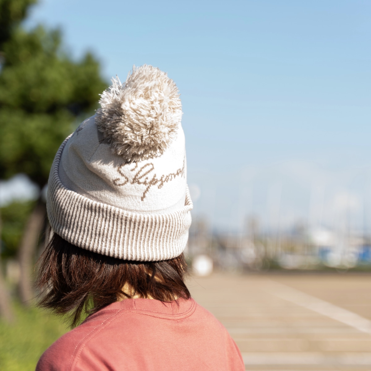 ポンポンロゴビーニー【ベージュ】