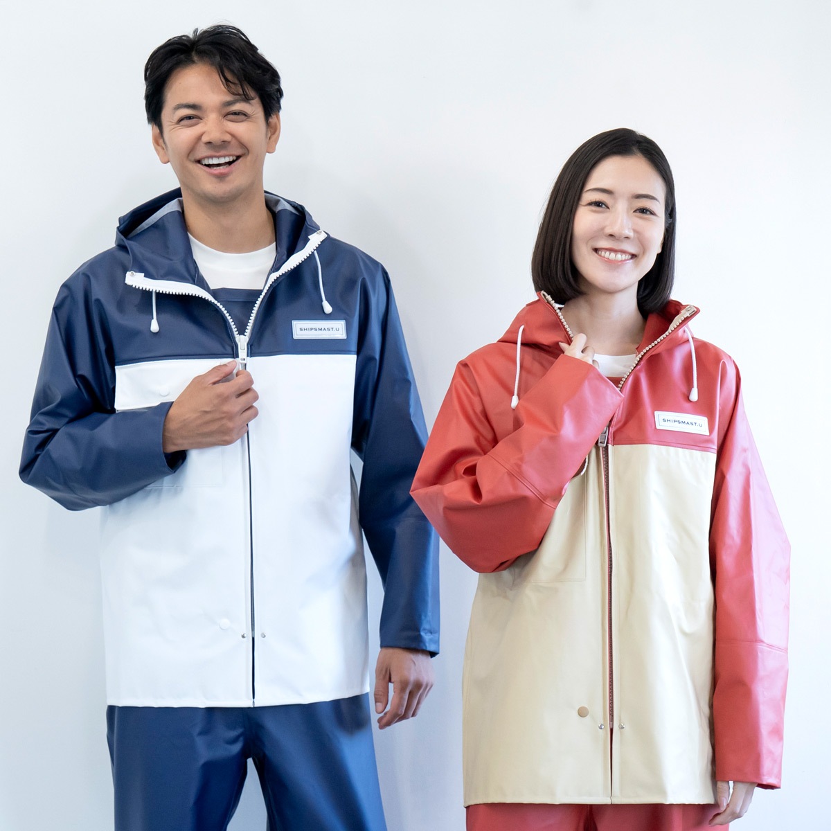 PVCジャケット【レッド×ベージュ】