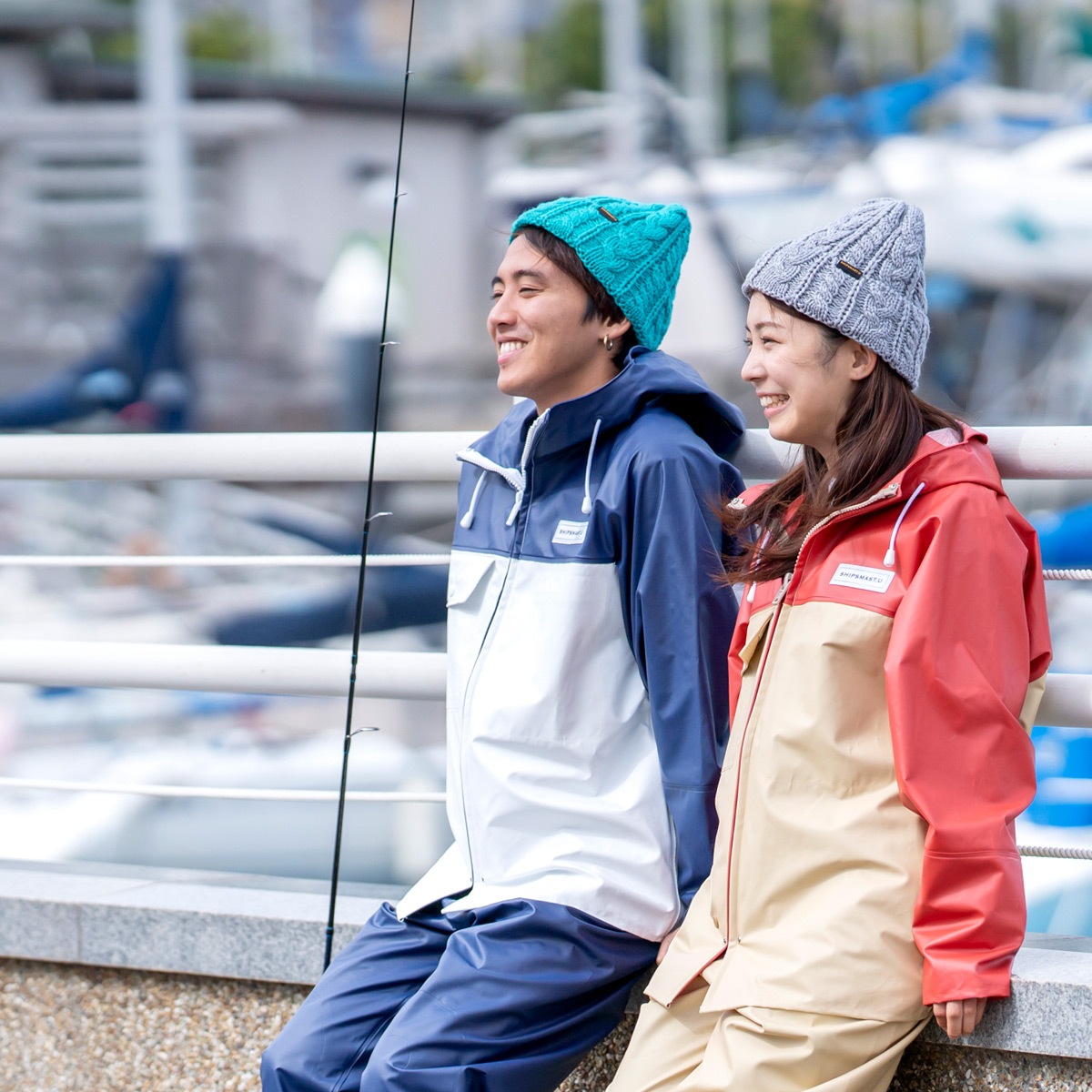 PVCジャケット【レッド×ベージュ】