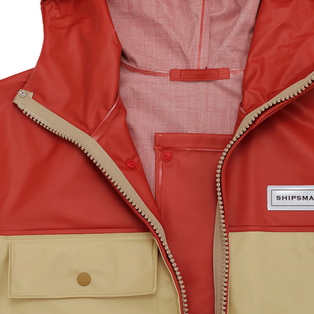 PVCジャケット【レッド×ベージュ】