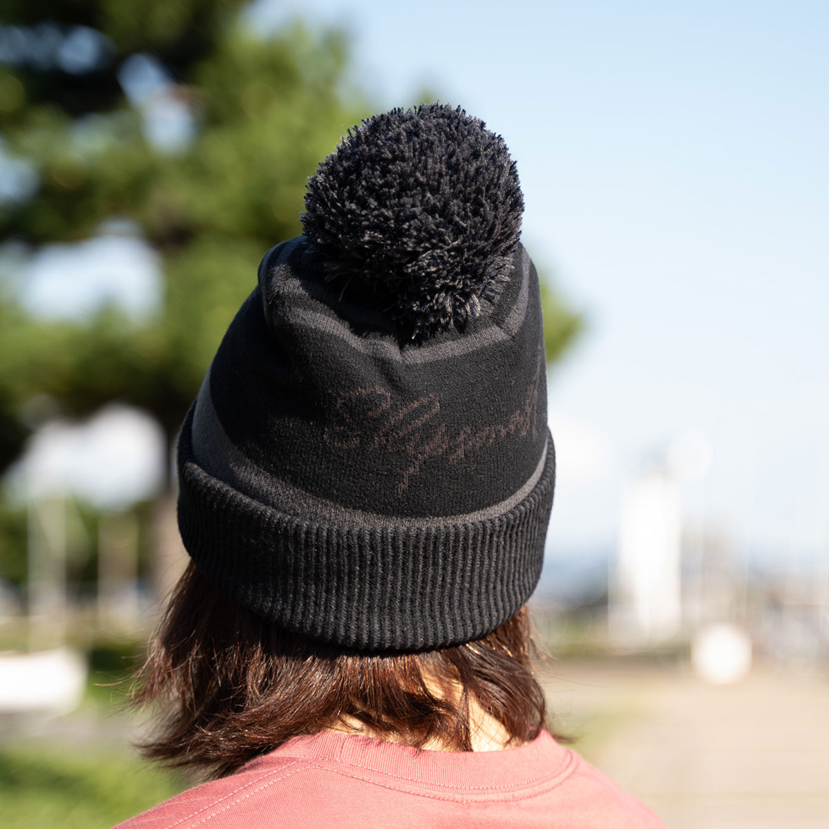 ポンポンロゴビーニー【ブラック】