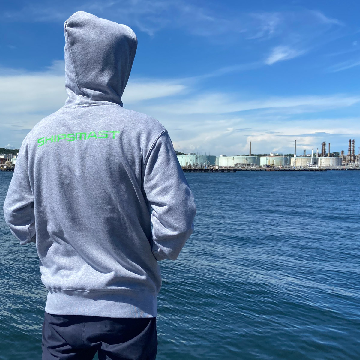 Shipsmastロゴフーディー【グレー×グリーン】