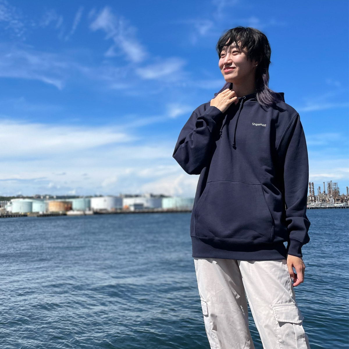 Shipsmastロゴフーディー【ネイビー×グロー】