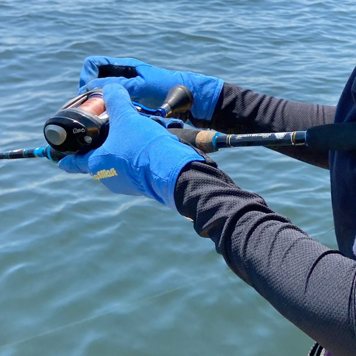 UVカットグローブ 5本指 ソリッド【ブルー】